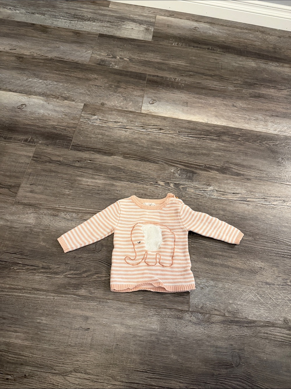 Rene Rofe Striped Peach Elephant Knit Top for Kids
